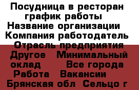 Посудница в ресторан-график работы › Название организации ­ Компания-работодатель › Отрасль предприятия ­ Другое › Минимальный оклад ­ 1 - Все города Работа » Вакансии   . Брянская обл.,Сельцо г.